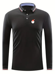 Men's Santa Claus Lapel Shirt Long Sleeve Golf Tennis Top