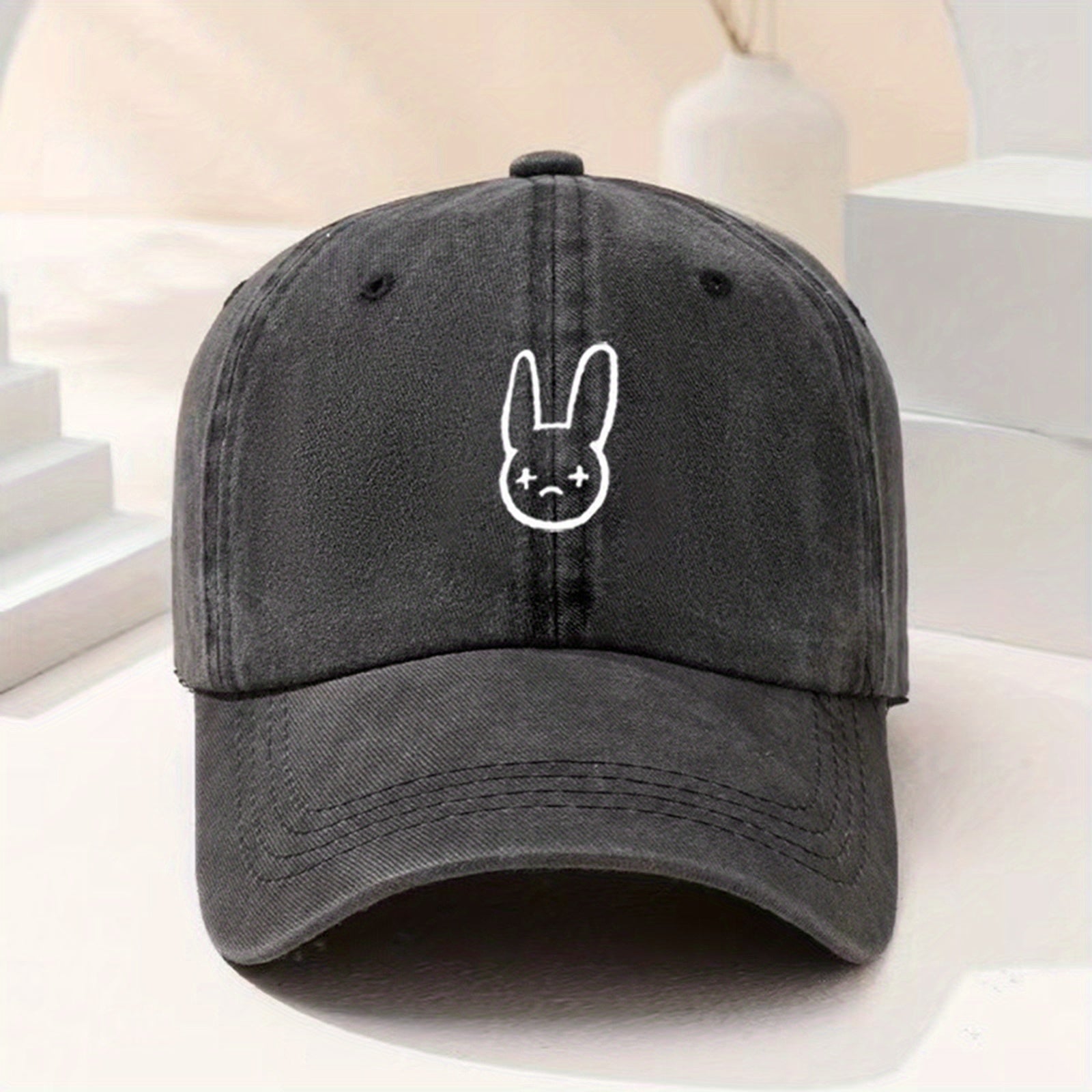 Bunny Outline Denim Baseball Cap