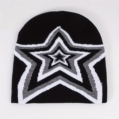 Y2K Candy Star Jacquard Beanie Cap Warm Knit Hat