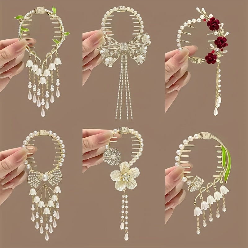 Butterfly Bell Orchid Tassel Hair Clips Vintage Headwear