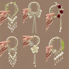 Butterfly Bell Orchid Tassel Hair Clips Vintage Headwear