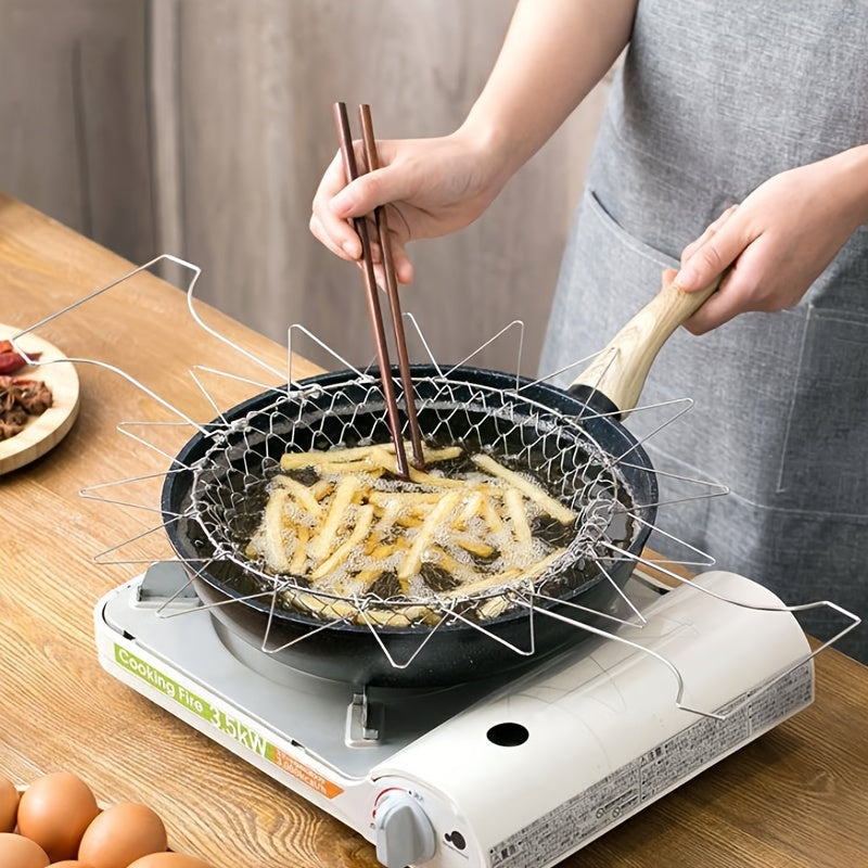 Stainless Steel Foldable Fried Basket Multifunctional Kitchen Gadget