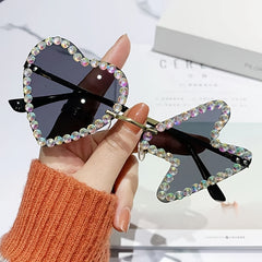 Children's Rhinestone Heart & Hourglass Shape Sunglasses