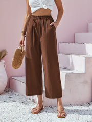 Wide Leg Button Front Casual Pants for Women