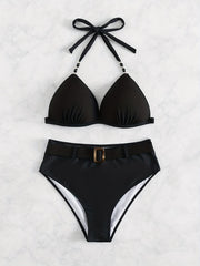 Beaded Molded Cup Halter Bikini Set