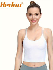 Criss Cross Back Sports Bra Chest Pad Workout Tank Top