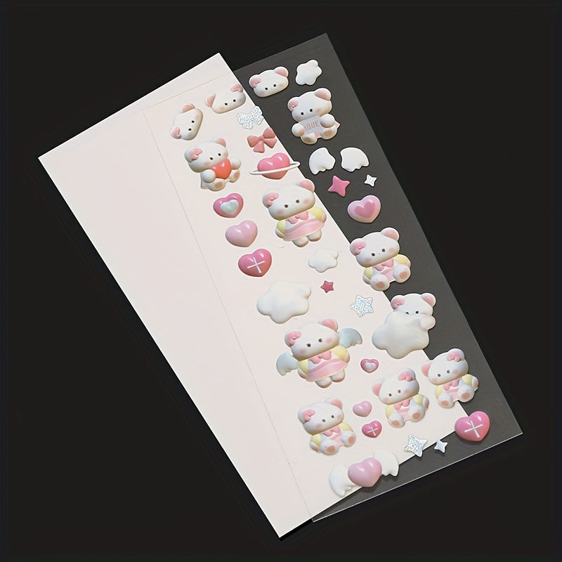 3 Sheets Love Cat Stickers 3D Cartoon Decals Album Water Cup Notebook Stickers
