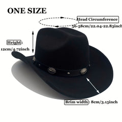 Classic Wide Brim Western Cowboy Hat with Buckle Belt
