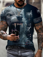 Wolf 3d Pattern Print Men's Short Sleeve T shirt Graphic Tee