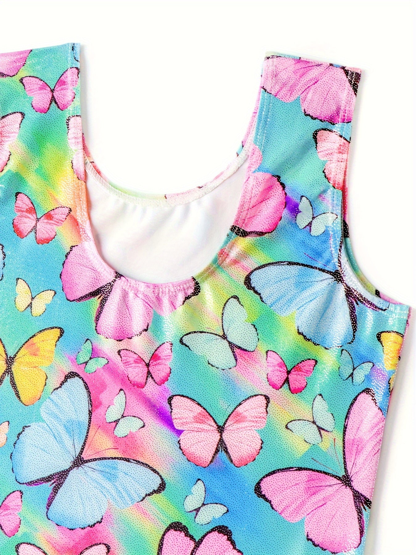 Girls Tie Dye Butterfly Gymnastics Outfit Sleeveless Dance Suit