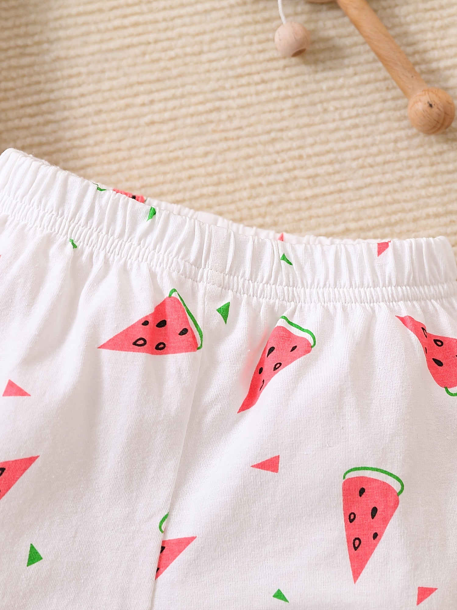 2pcs Baby Girls Watermelon Print Tee & Shorts Set Toddler Clothes