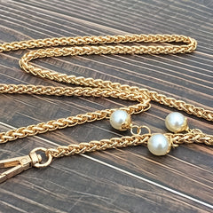 Metal Bag Chain Strap Replacement with Bead Decor