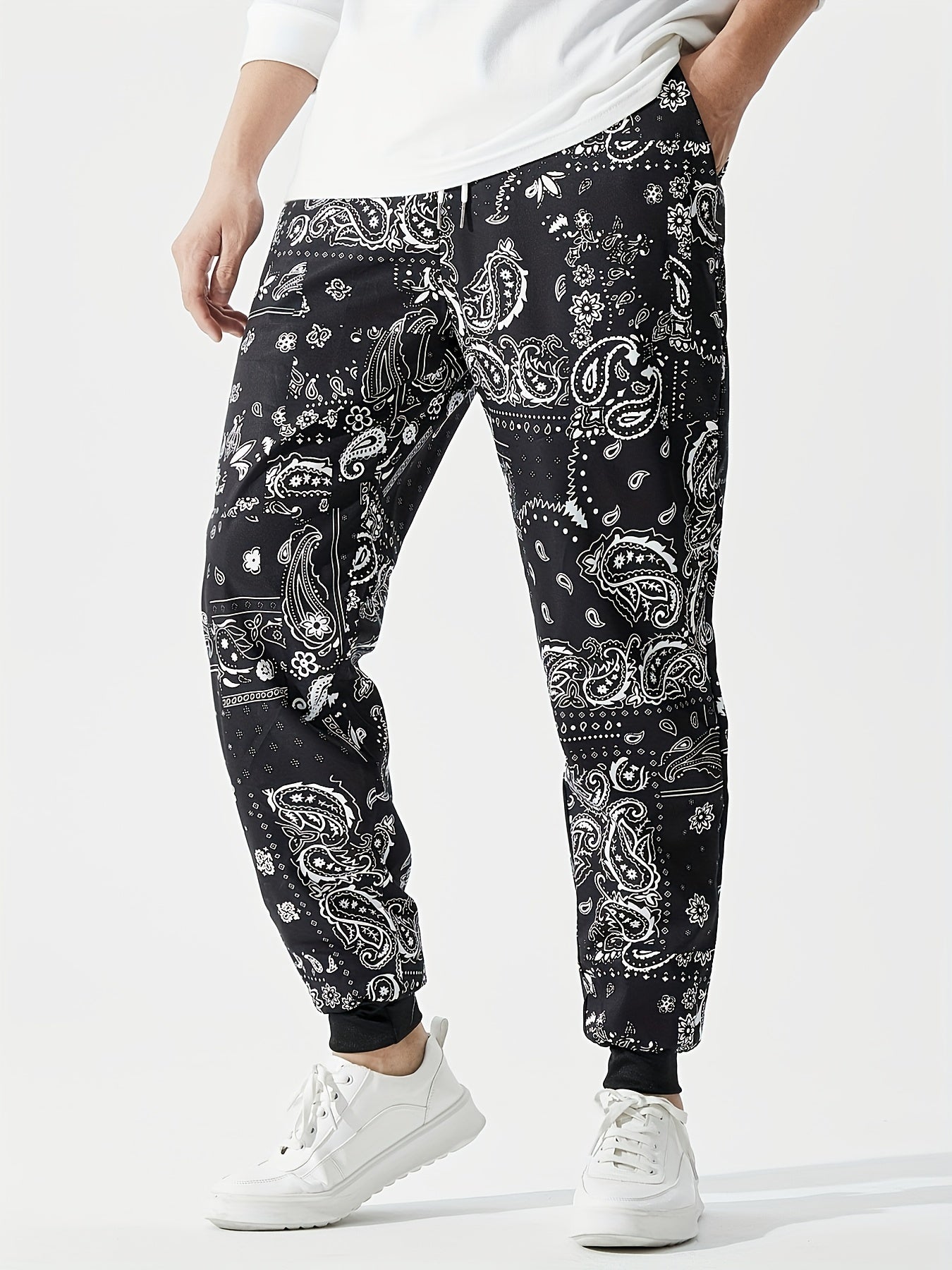 Men's Paisley Joggers with Elastic Waist