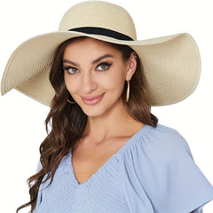 French Style Sun Hat Wide Brim Straw Beach Hats for Women