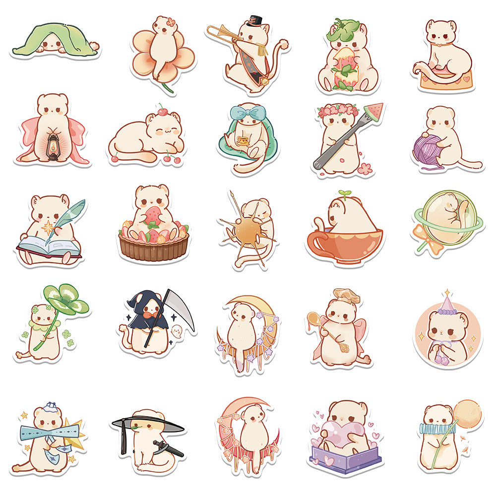 50 Sheets Cute Cartoon Squirrel Stickers Waterproof Non Slip for Notebooks Cups