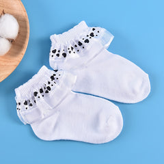 Girls Lace Brim Ruffled Knit Socks - Set of 5 Pairs