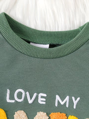 Baby Boy's I LOVE MY FAMILY Print Casual Set Kid's Pullover Top & Pants
