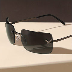 Rhinestone Butterfly Kpop Rimless Sunglasses UV400
