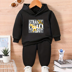 Kids Letter & Dinosaur Sweatshirt & Trousers Set for Fall Winter