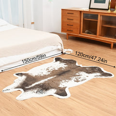 Cozy Brown Cow Fur Floor Mat 47x59inch Animal Pattern Carpet Bedroom Living Room