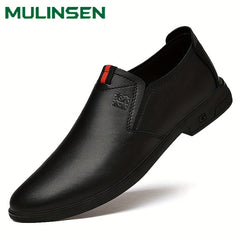 Men's No Tie Leather Slip On Shoes Smart Casual Outdoor Walking Shoes