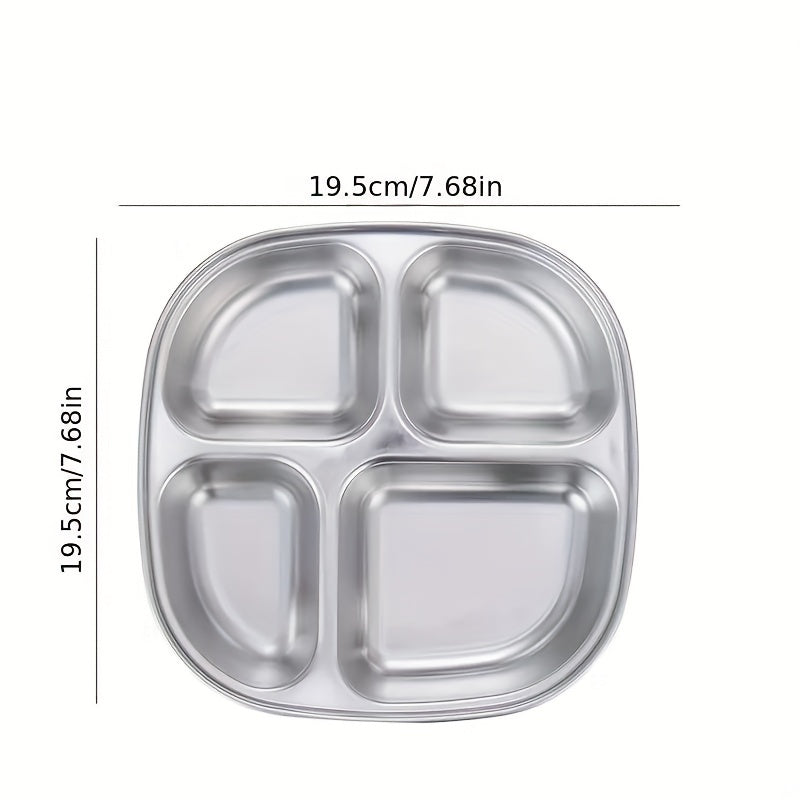 Stainless Steel Dinner Plate for Weight Loss - Divided Meal Plate for Picnic
