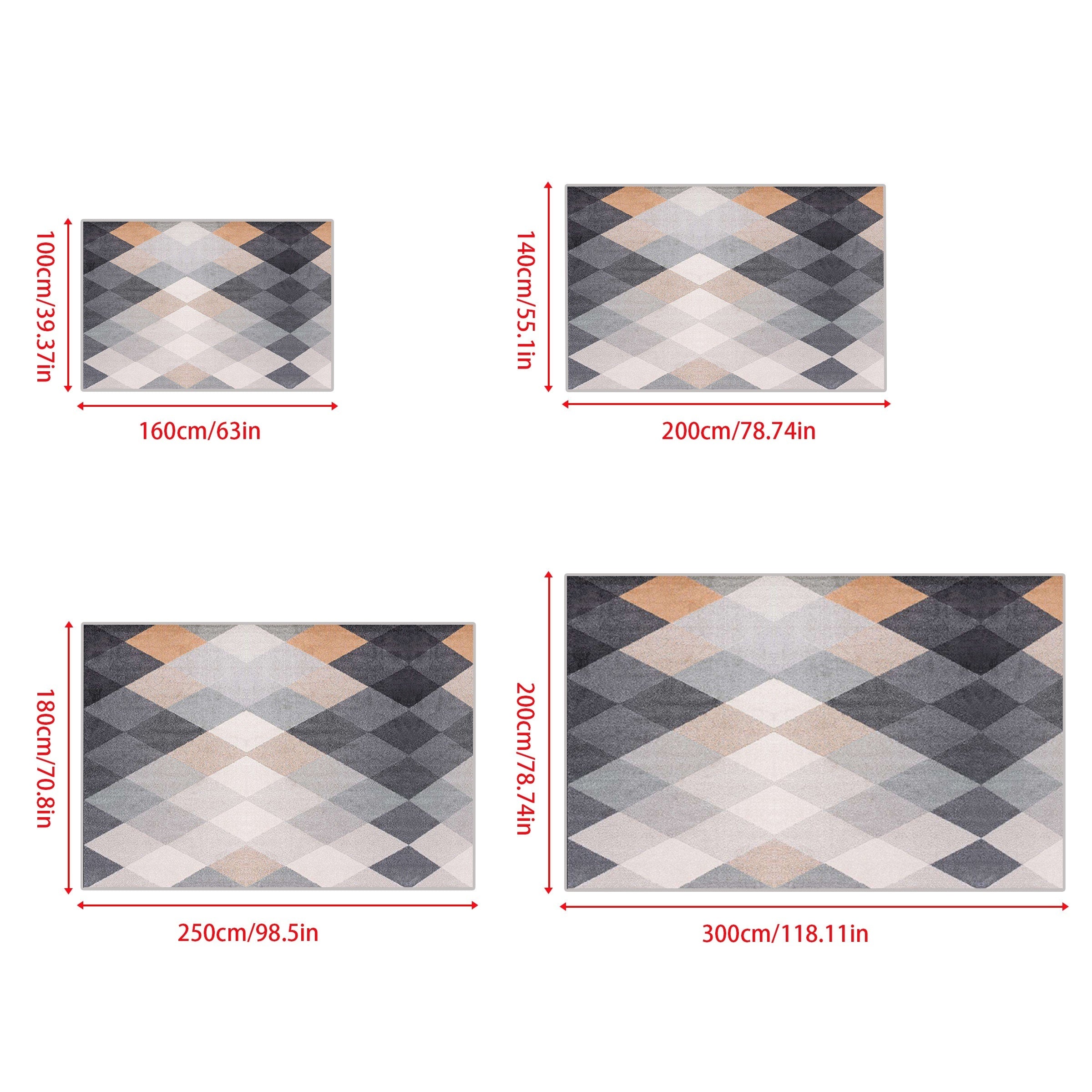 Geometric Absorbent Non Slip Rug Soft Faux Sheepskin Floor Mat