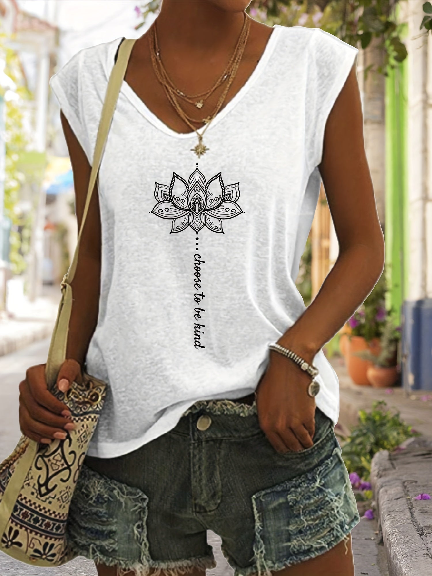 Graphic Print Sleeveless Tank Top Women's Casual Summer and Spring Top