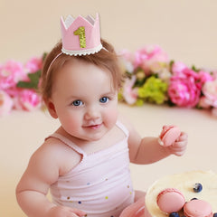 Baby 1st Birthday Crown First Birthday Hat Pink Baby 1st Birthday Party Supplies