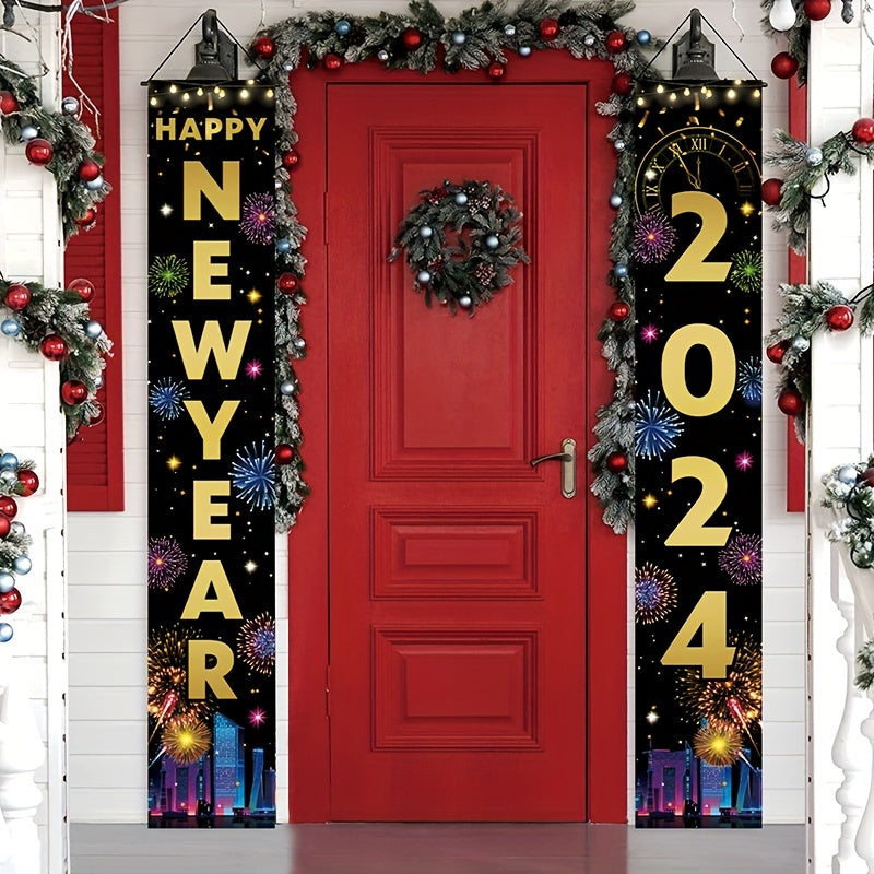 1pc New Year Door Banner Party Decoration Supplies Happy Year Party Background