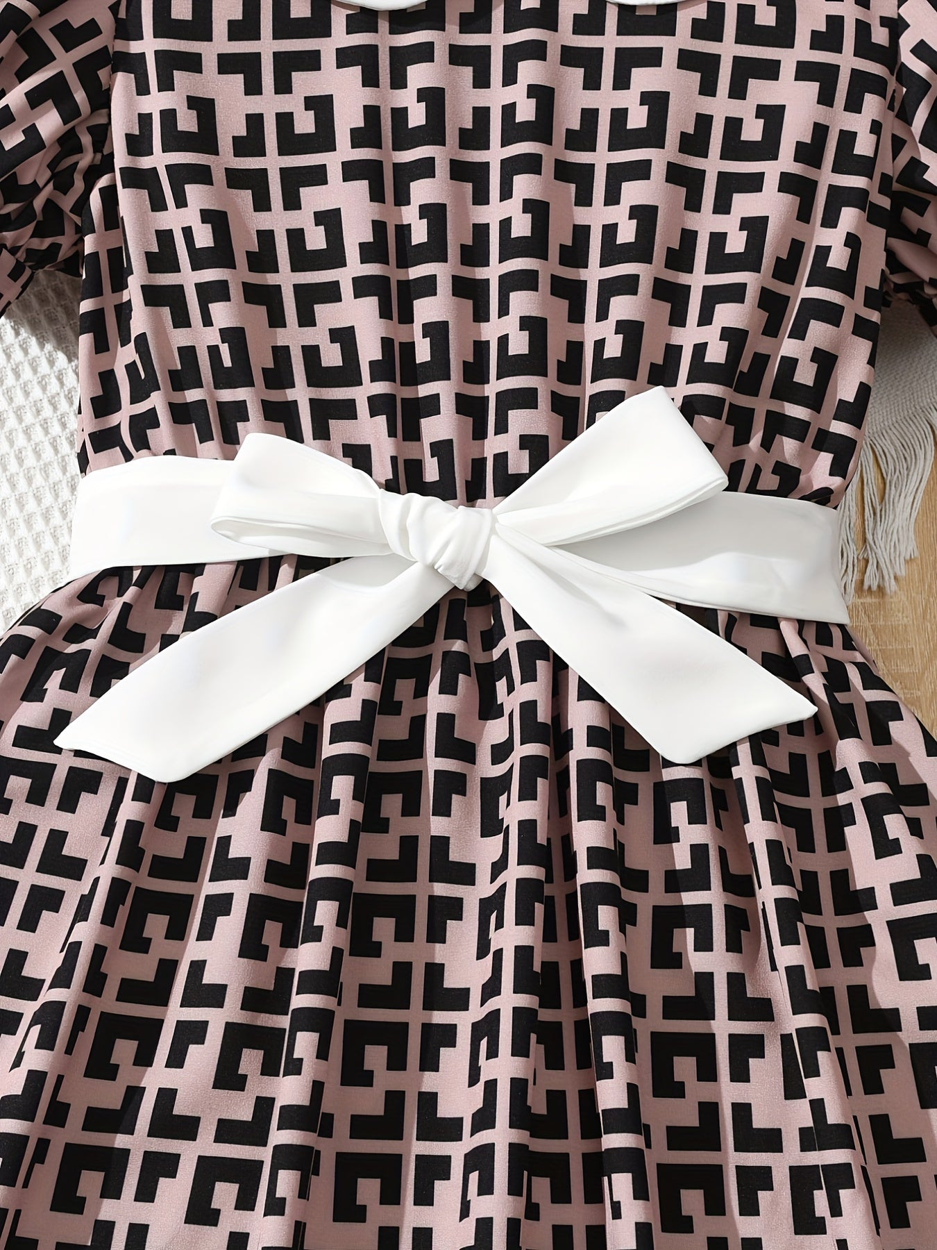Girl's Plaid Print Tunic Dress Kids Party Dress