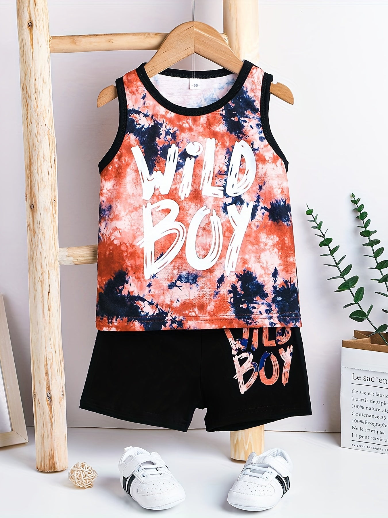 Toddler Boys Tank Top & Shorts WILD BOY Print Baby Kids Clothes Summer