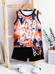 Toddler Boys Tank Top & Shorts WILD BOY Print Baby Kids Clothes Summer
