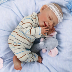 20'' Doll Bebe Reborn Baby Lifelike Sleeping Newborn Striped Cat Clothes