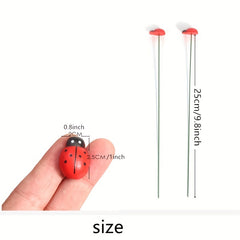 10pcs Wooden Ladybug Garden Decorations Bionic Ladybug Wall Decor