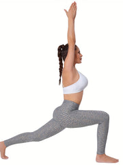 Gray Stripe Yoga Leggings High Waist Butt Lifting Sports Tights