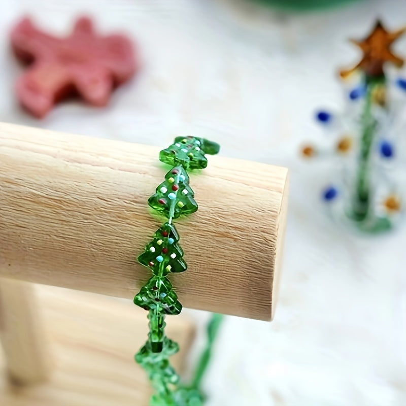 2pcs Christmas Hand-painted Glass Beads Santa Claus Socks DIY Jewelry