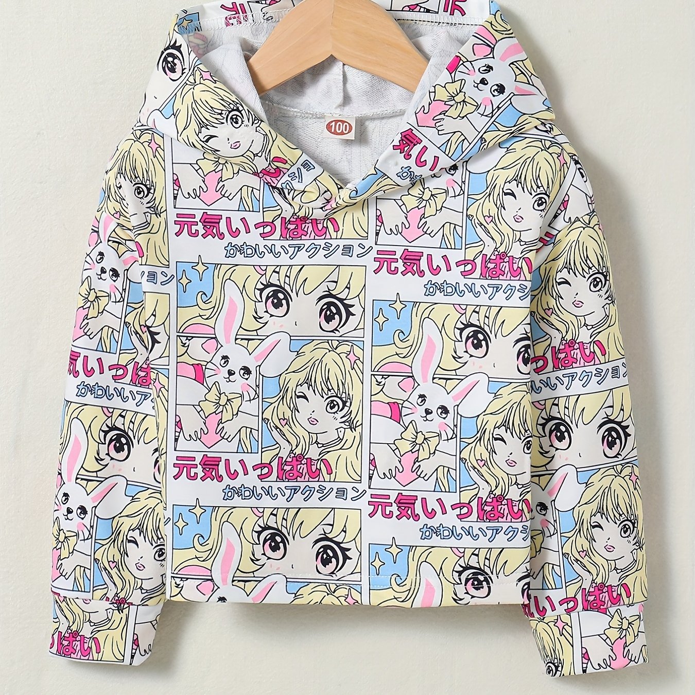 Girls' Anime Hooded Long Sleeve Sweatshirt Pullover Girl's Hoodie