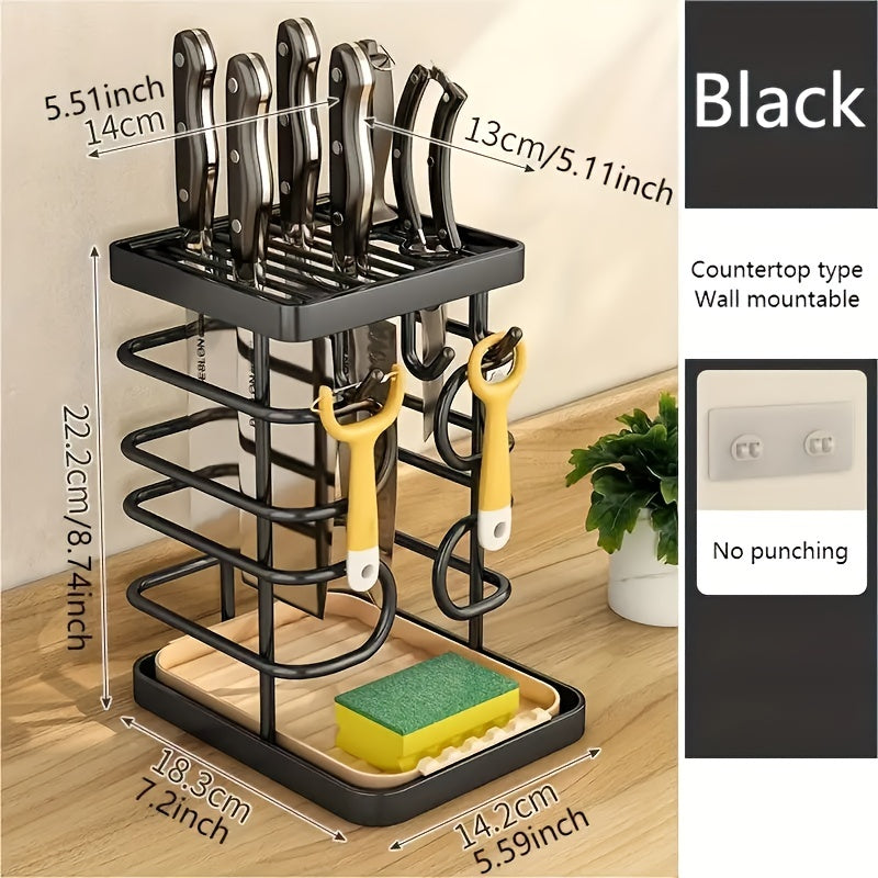 Stainless Steel Kitchen Utensil Holder Rest Countertop Wall-mounted Storage Rack