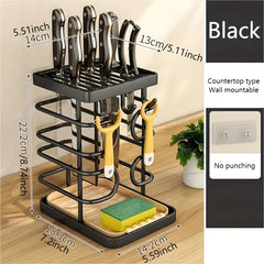 Stainless Steel Kitchen Utensil Holder Rest Countertop Wall-mounted Storage Rack