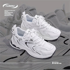 HUANQIU Lace-up Chunky Sneakers Mesh Breathable Running Shoes