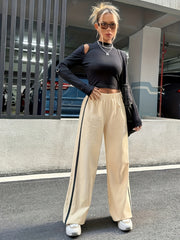 Contrast Side Strip Casual Sports Pants Elastic Running Jogger Pants