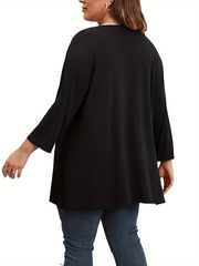 Solid Half Sleeve Open Front Cardigan