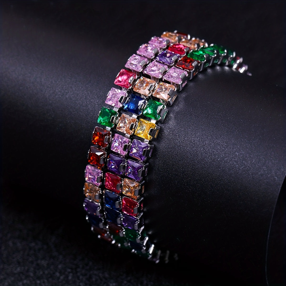 Colorful Cubic Zirconia Chain Necklace For Girls
