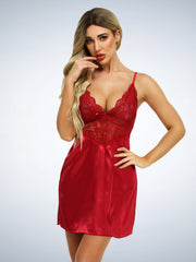 Sexy Contrast Lace Satin Nightgown