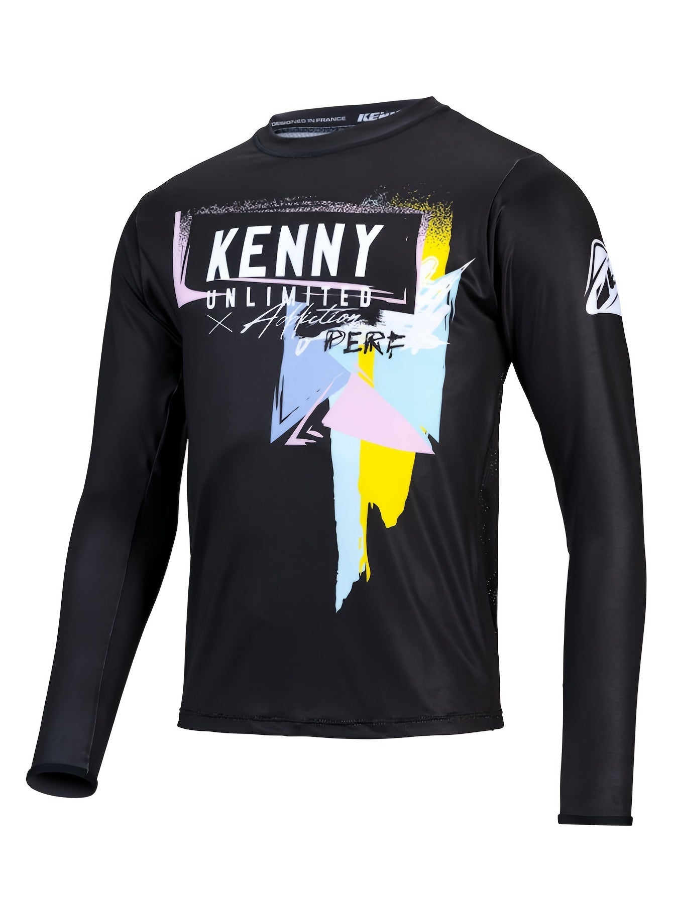 Men's Geometric Pattern Cycling Jersey - Moisture Wicking Long Sleeve Shirt