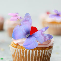 8pcs Purple Yarn Butterfly Cake Decoration 3D Butterfly Birthday Cake Toppers