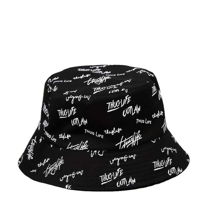 Unisex Sunshade Bucket Hat With Letter Embroidery Double sided Sun Hat