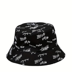 Unisex Sunshade Bucket Hat With Letter Embroidery Double sided Sun Hat
