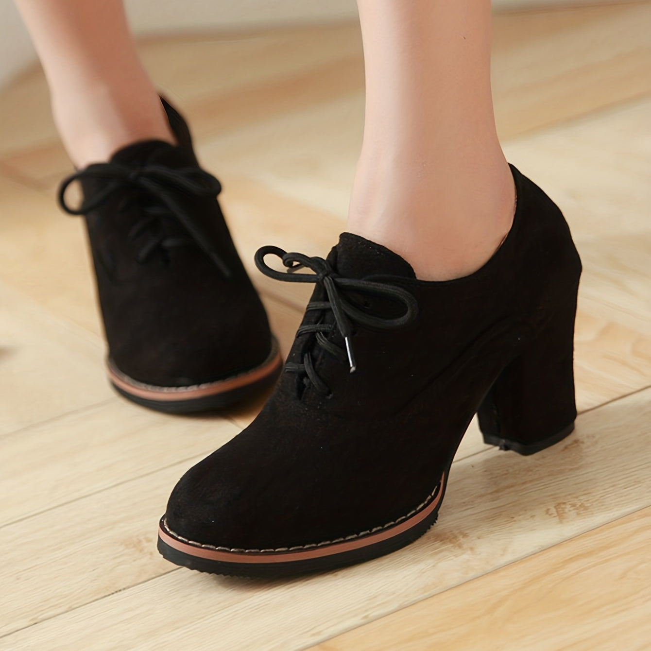 Women's Lace-Up Block Heel Pumps Comfortable Closed Toe Oktoberfest Dress Shoes